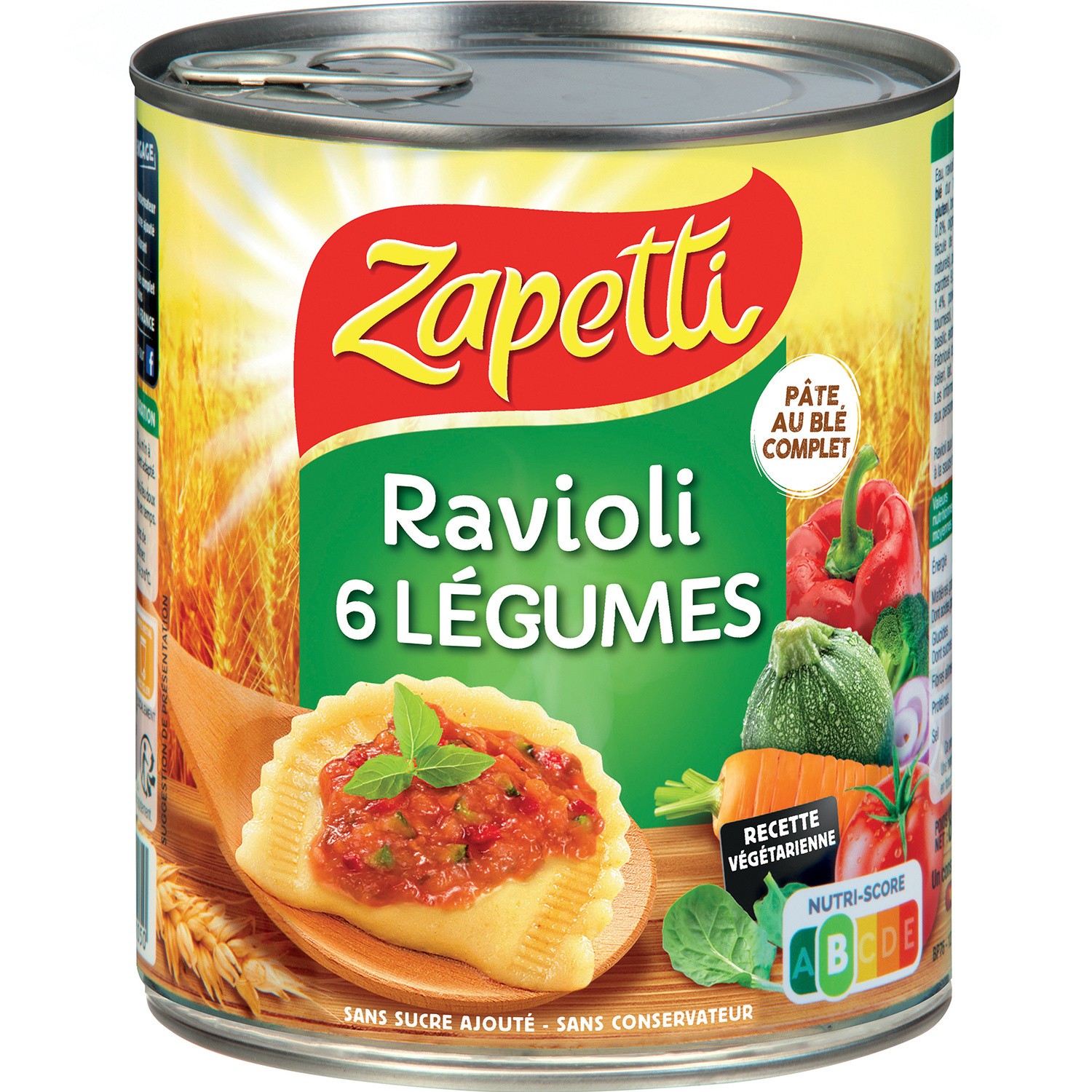 Raviloli au 6 legumes sauce tomate et basilic 4x4